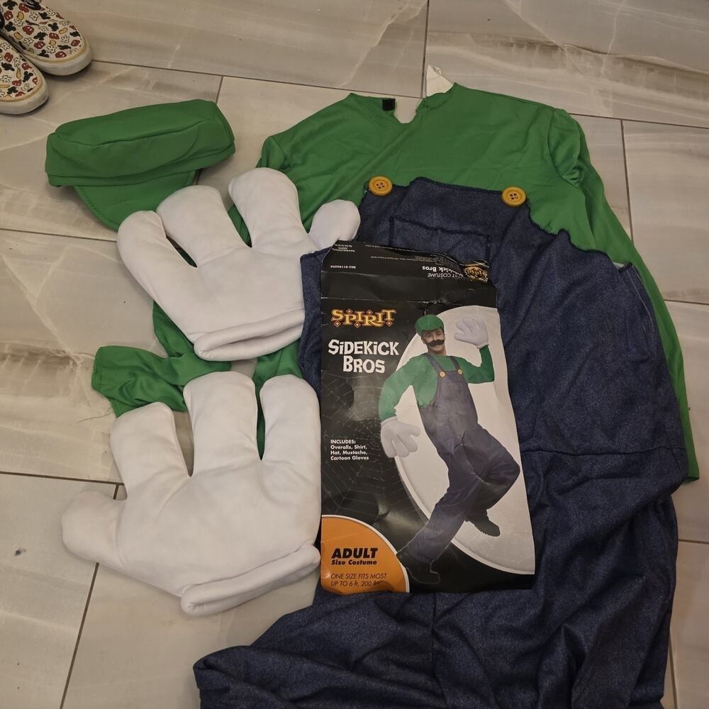 Super Mario Brothers Bros Luigi Adult Nintendo Video Game Costume - Large - Picture 3 of 16